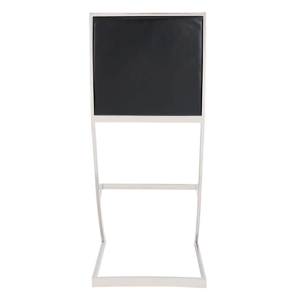 Armen Living Pinellas Modern Black Faux Leather and Brushed Stainless Steel Bar and Counter Stool 721535752614