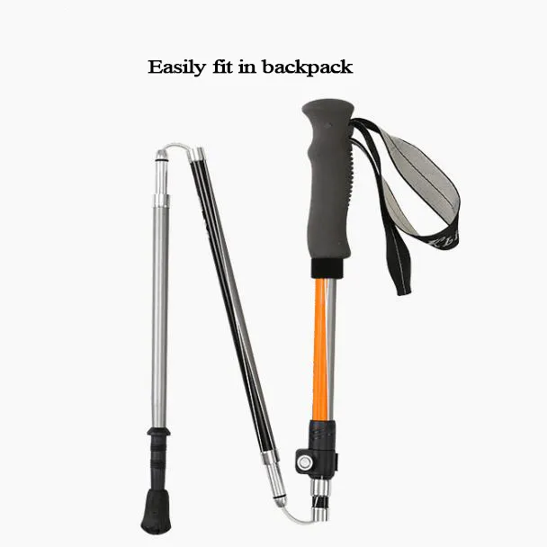 Custom Aluminum 5 Section Light Weight Outdoor Camping Hiking Portable Folding Pack Trekking Poles Set