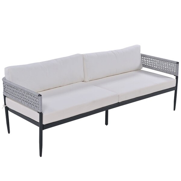 4 Pieces Outdoor Patio Sectional Sofa with Cushions - Overstock - 37500226