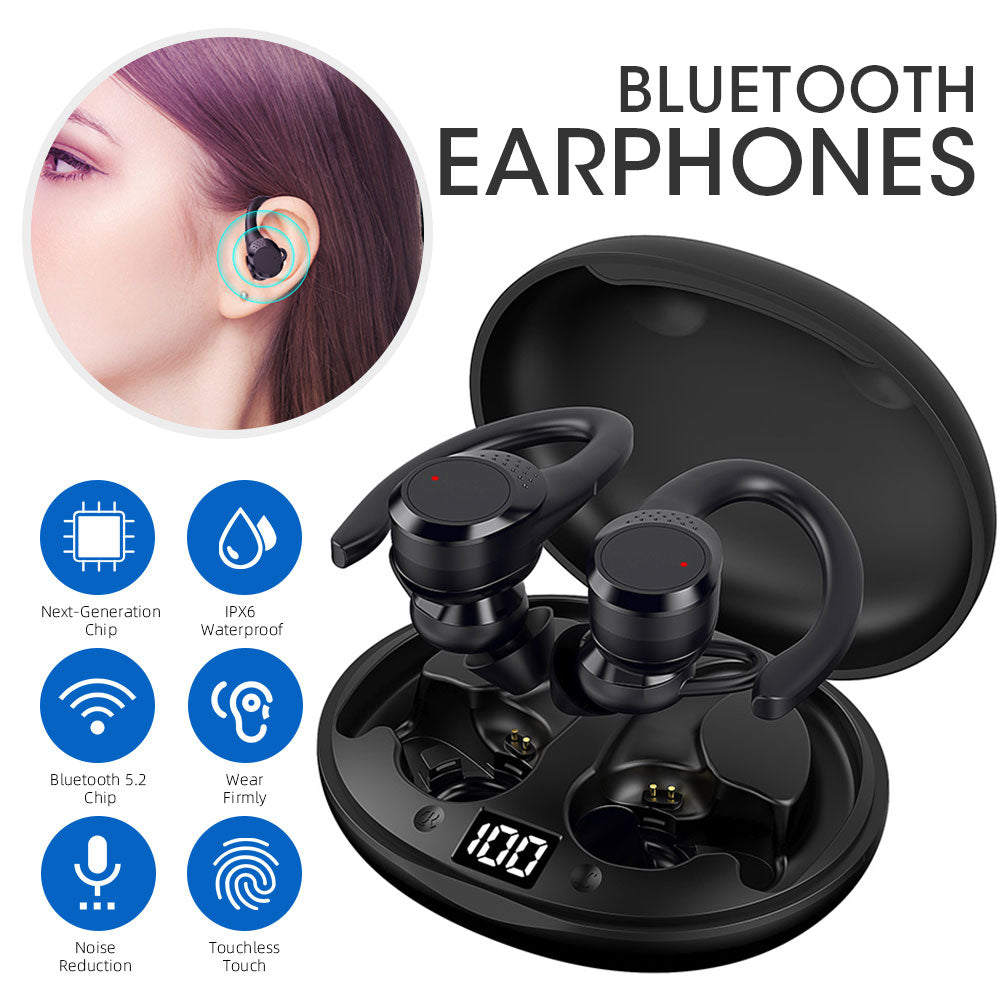 Wireless Bluetooth 5.2 Headphones Waterproof TWS Sports Earphones HiFi Noise Canceling In-ear Ear Hook with Mic