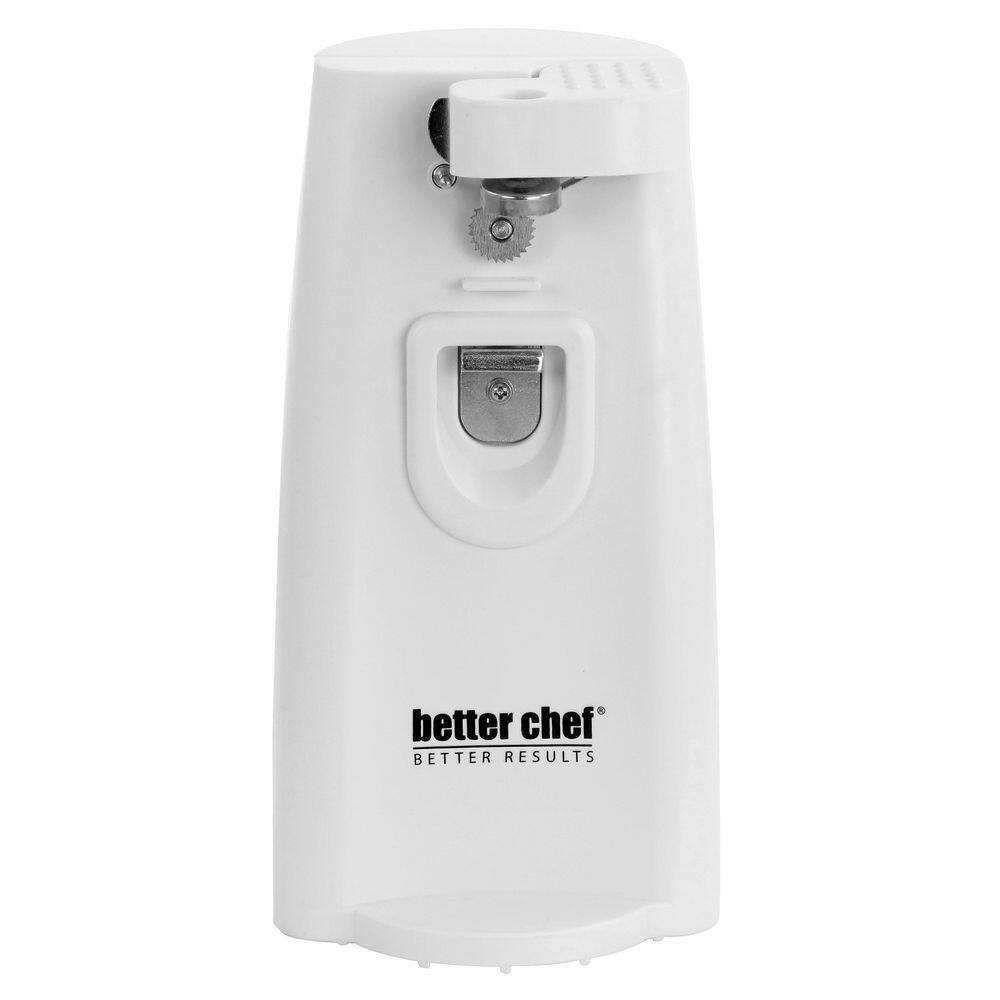 Better Chef Deluxe Electric Can Opener with Built in Knife Sharpener and Bottle Opener in White 985118699M