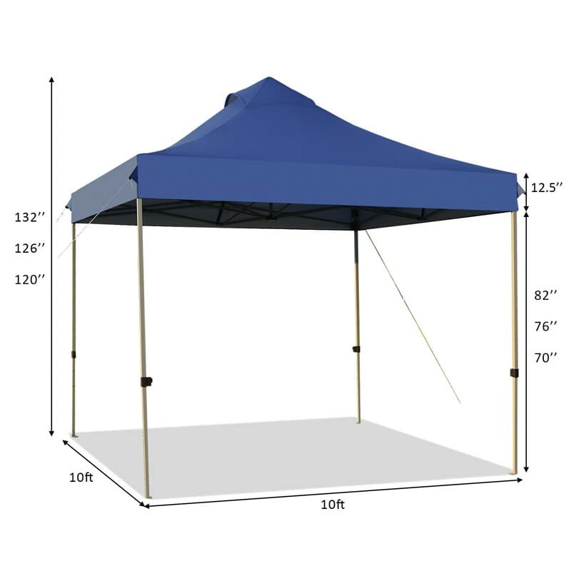 10 x 10 FT Pop Up Canopy Tent Portable Folding Event Party Tent Adjustable with Roller Bag