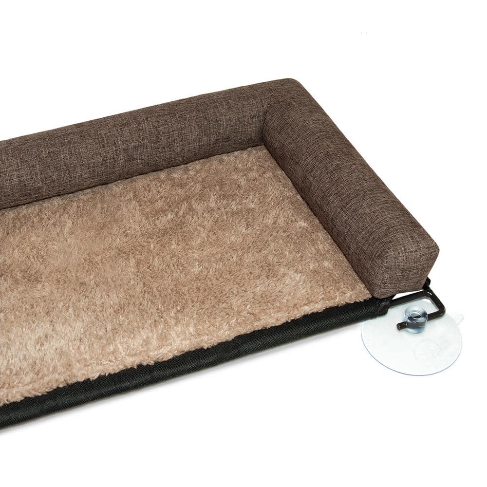 K and H Pet Products 12 in. x 23 in. Medium Chocolate EZ Mount Kitty Sill Deluxe with Bolster Bed 100213593