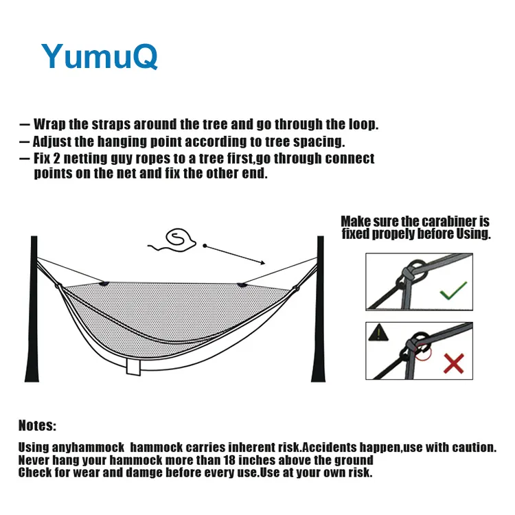 YumuQ 2023 Custom Cheap 1 Or 2 Person Portable Striped Hammock For Outdoor Travel Leisure Bed