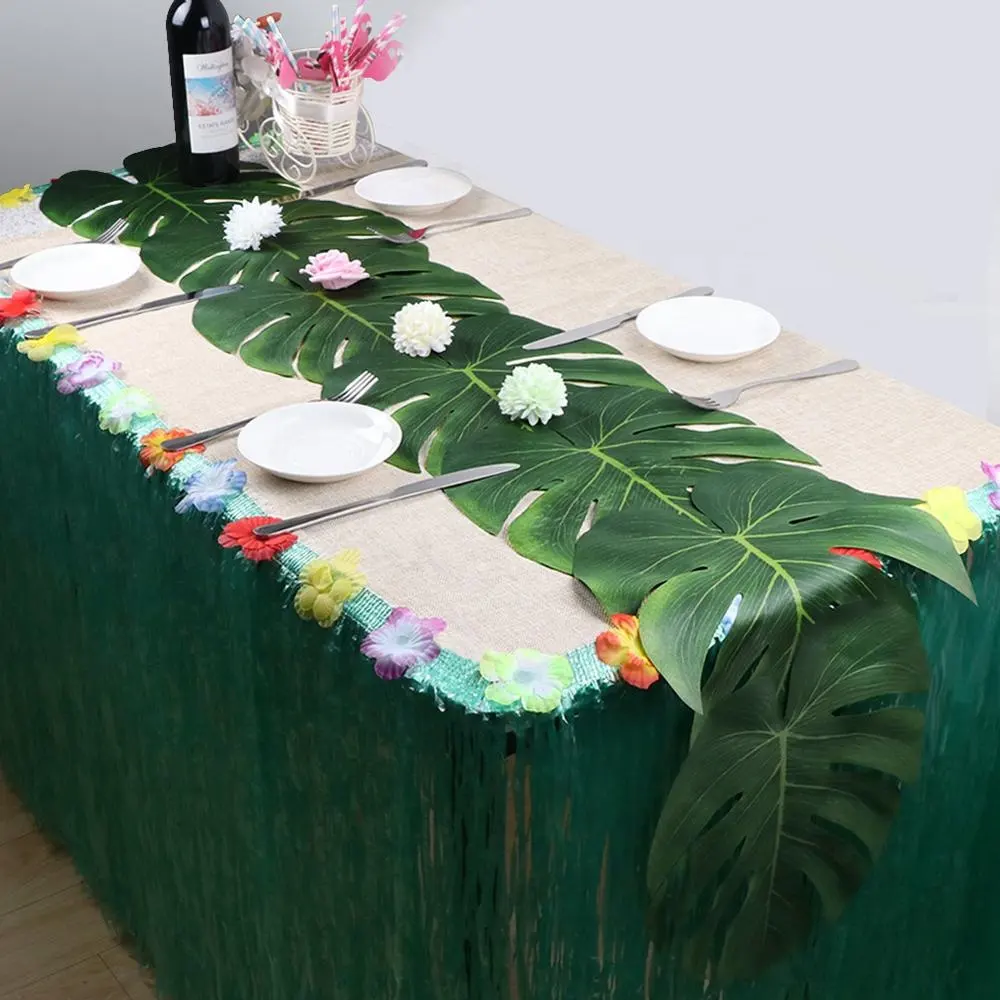 Hot Sell Decoration 12pcs/set Green Large Leaves Turtle Leaf Artificial Leaves for Indoor And Outdoor Ball Party Decorations