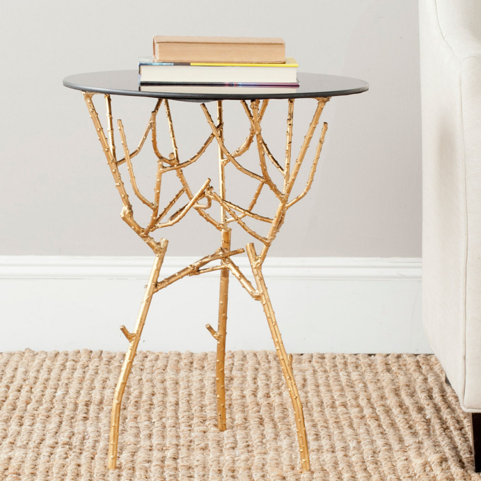 Rasha Branched Glass Top Gold Accent Table Gold/Black   Contemporary   Side Tables And End Tables   by AED Luxury Home Decor  Houzz