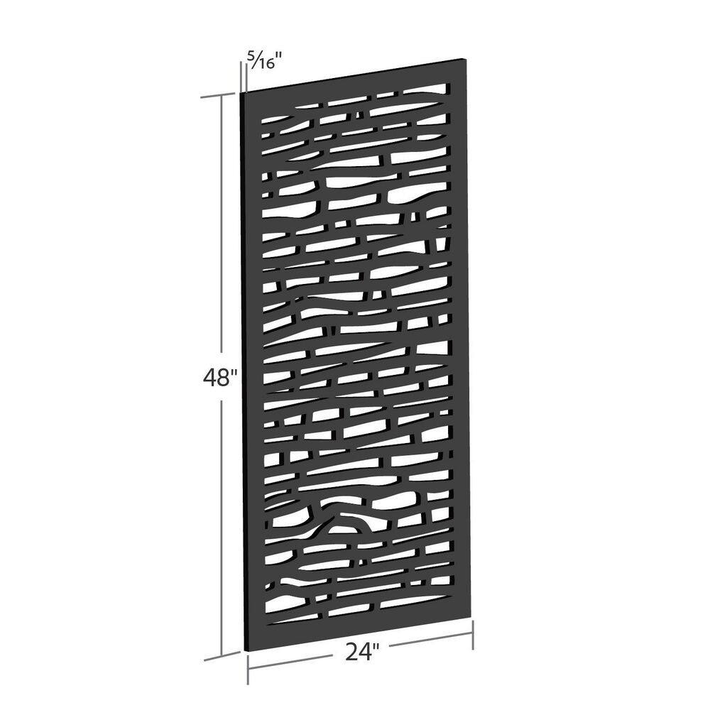 DESIGN VU Fiji 4 ft. x 2 ft. Charcoal Recycled Polymer Decorative Screen Panel Wall Decor and Privacy Panel DVU2404C