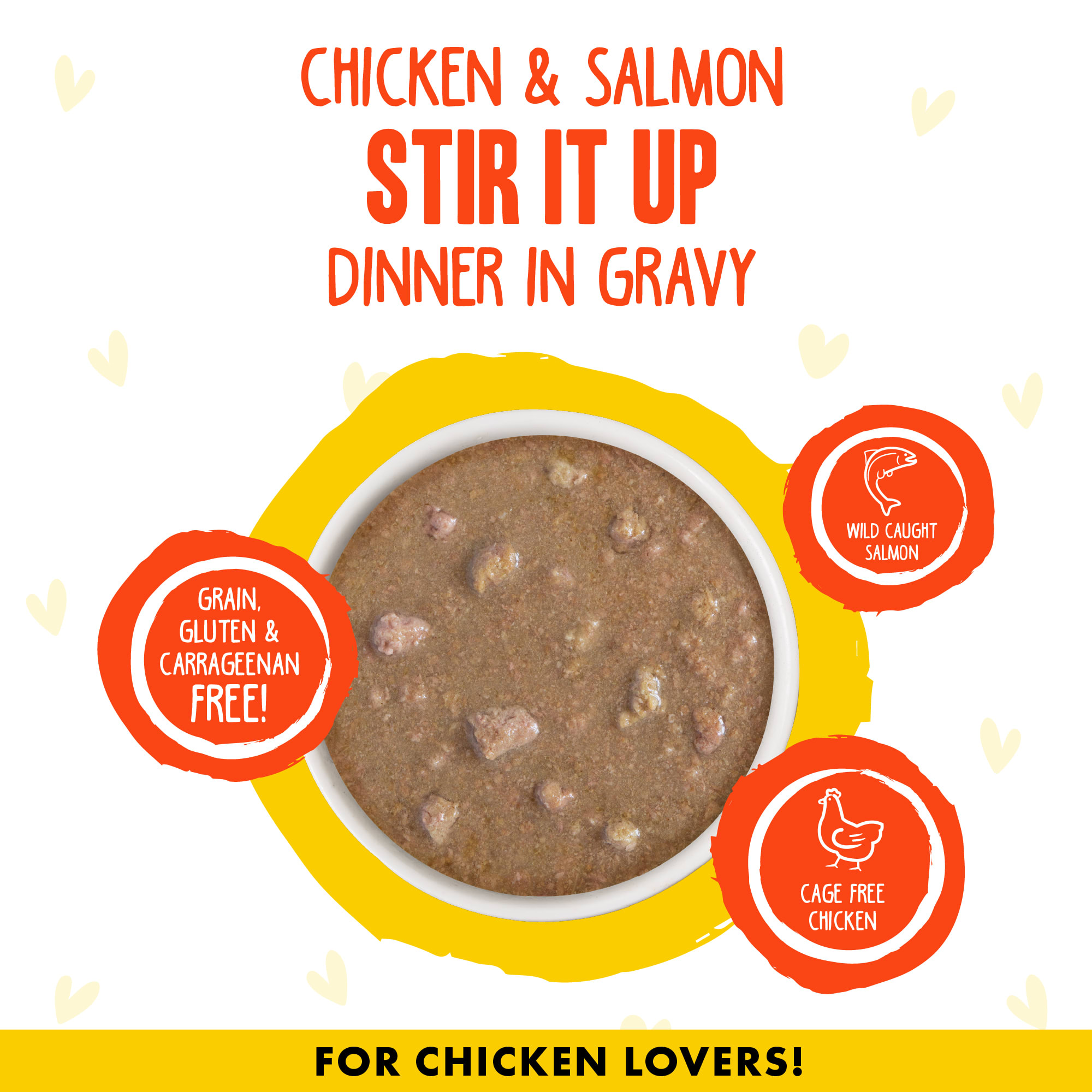 B.F.F. OMG Stir it Up Chicken  Salmon Dinner in Gravy Wet Cat Food， 2.8 oz.， Case of 12