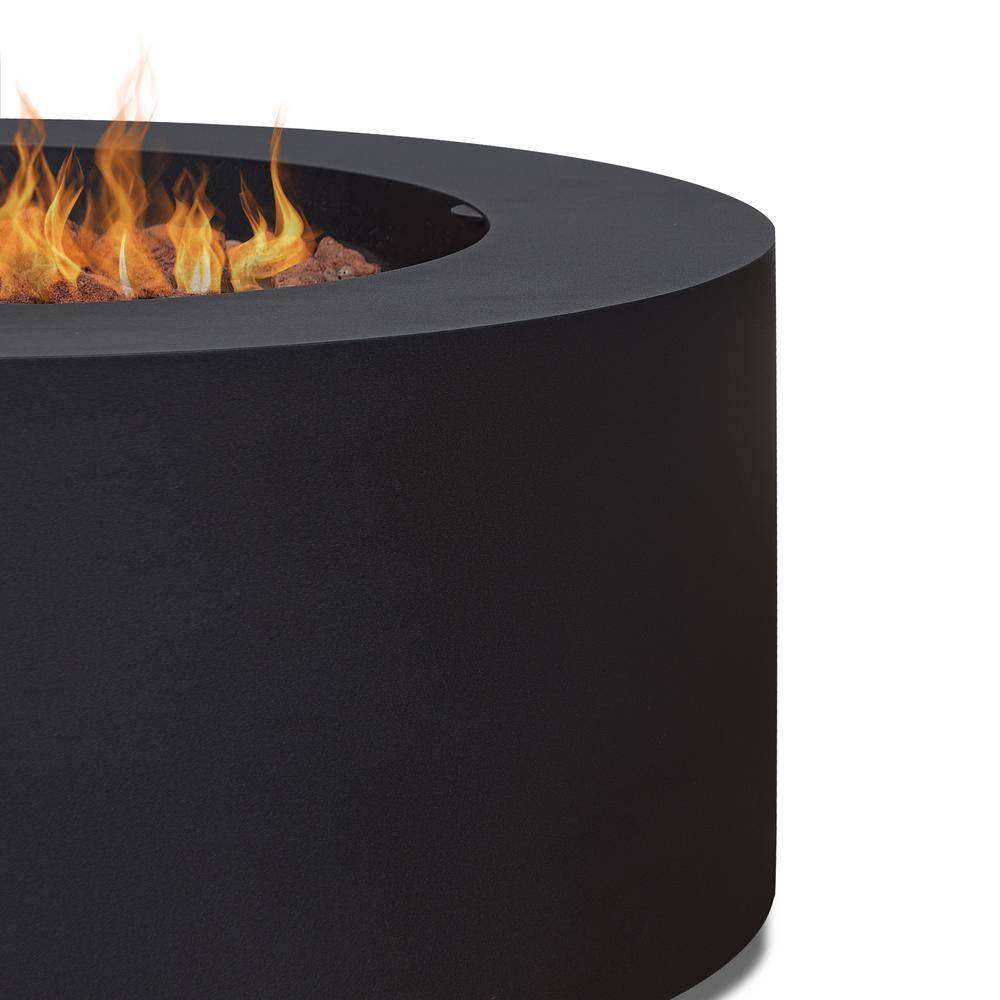 Real Flame Aegean 36 in. W X 15 in. H Round Powder Coated Steel Liquid Propane Fire Pit in Black with NG Conversion Kit C9815LP-BLK