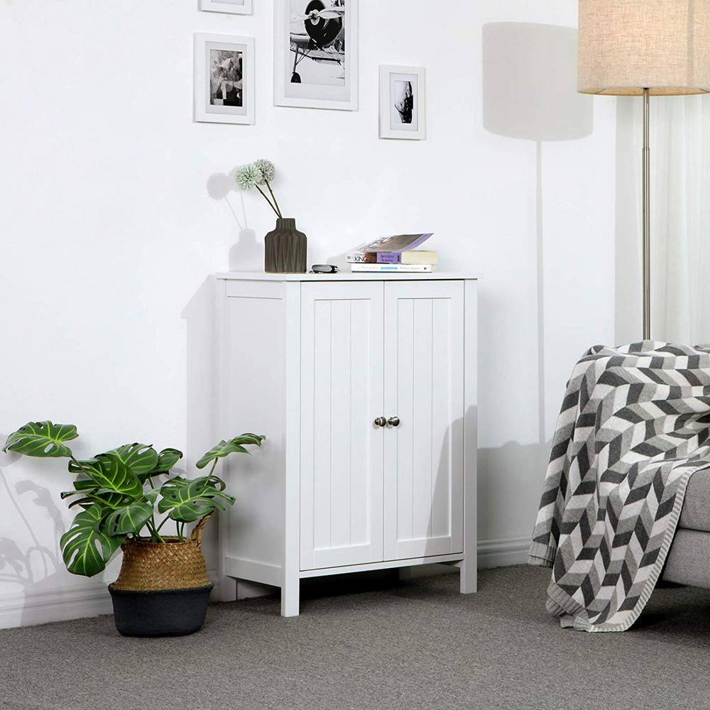 Nestfair 236 in W Bathroom Floor Storage Cabinet with Adjustable Shelf in White