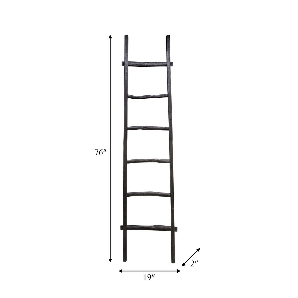 Tall Blanket Ladder  Decorative Freestanding Wooden Ladder for Quilt Storage  Black  19 L x 2 W x 76 H   19\