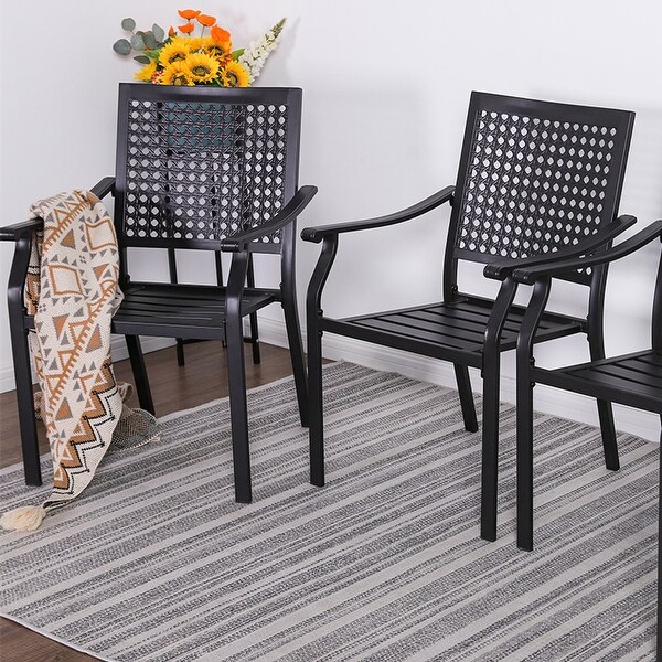 9Piece Patio Dining Set 1 Large Square Metal Table and 8 Stackable Chairs