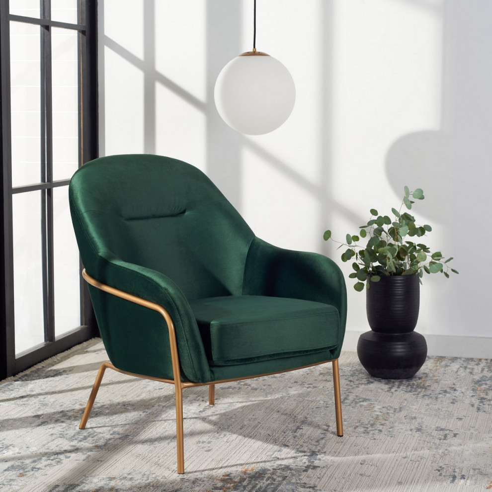 Liza Accent Chair  Malachite Green Velvet   Midcentury   Armchairs And Accent Chairs   by Rustic Home Furniture Deco  Houzz