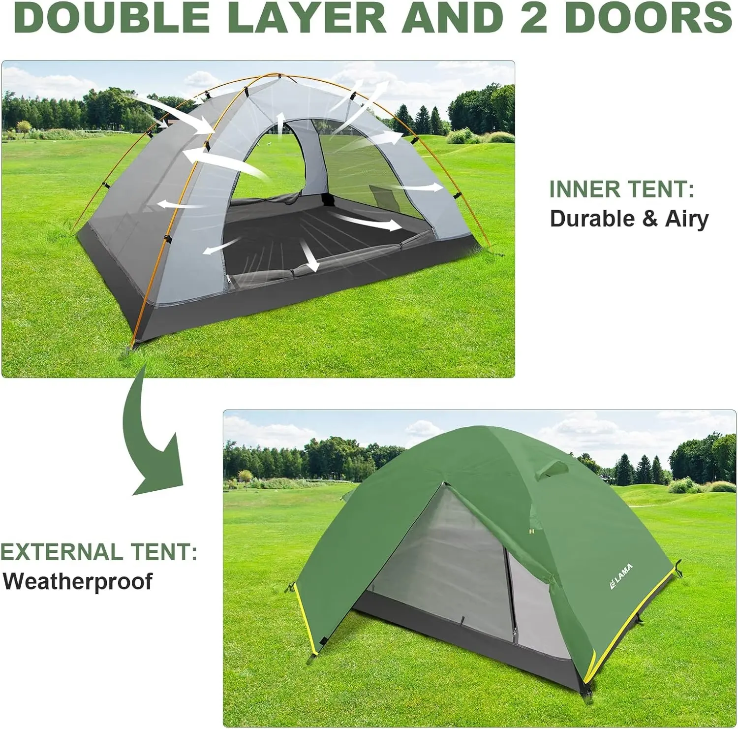 In Stock 2 3 Person Camping Tent Outdoor Hiking Family Cheap Manual Tents Waterproof For Play