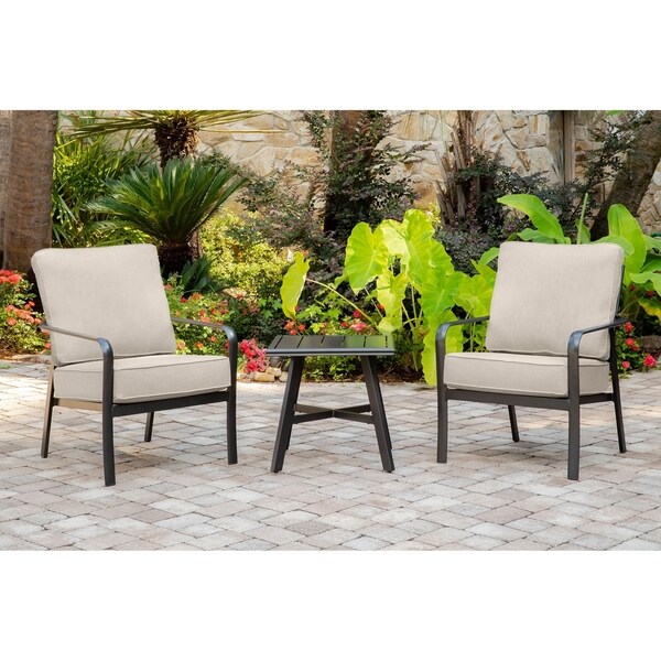 Hanover Cortino 5Piece CommercialGrade Patio Seating Set with 2 Cushioned Club Chairs，Sofa，and Coffee and Side Table