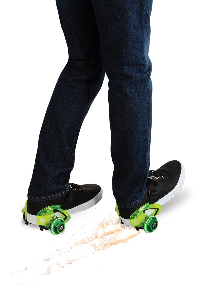 Razor Jetts DLX Heel Wheels - Neon Green， Wheeled Skate Shoes with Sparks for Kids Ages 9+， Unisex