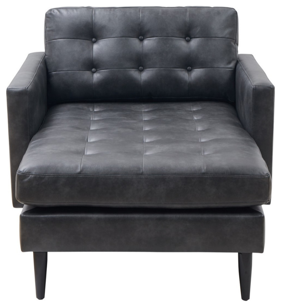 Raymond Tufted Chaise Gray   Midcentury   Indoor Chaise Lounge Chairs   by AED Luxury Home Decor  Houzz