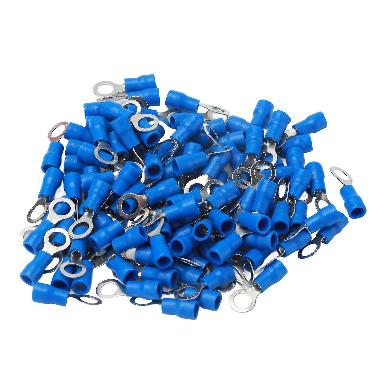 100pcs Pre Insulated Ring Crimp Terminals Copper Pvc Wire Connector For Machinery Awg 2216rv1.255 Blue