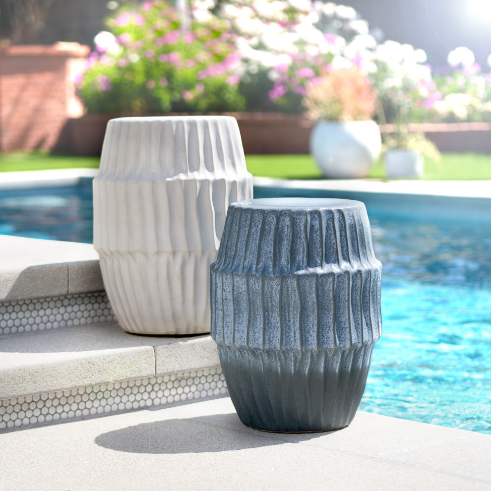 Algae Side Table  Blue Ombre Ceramic   Contemporary   Outdoor Side Tables   by Jamie Young Company  Houzz