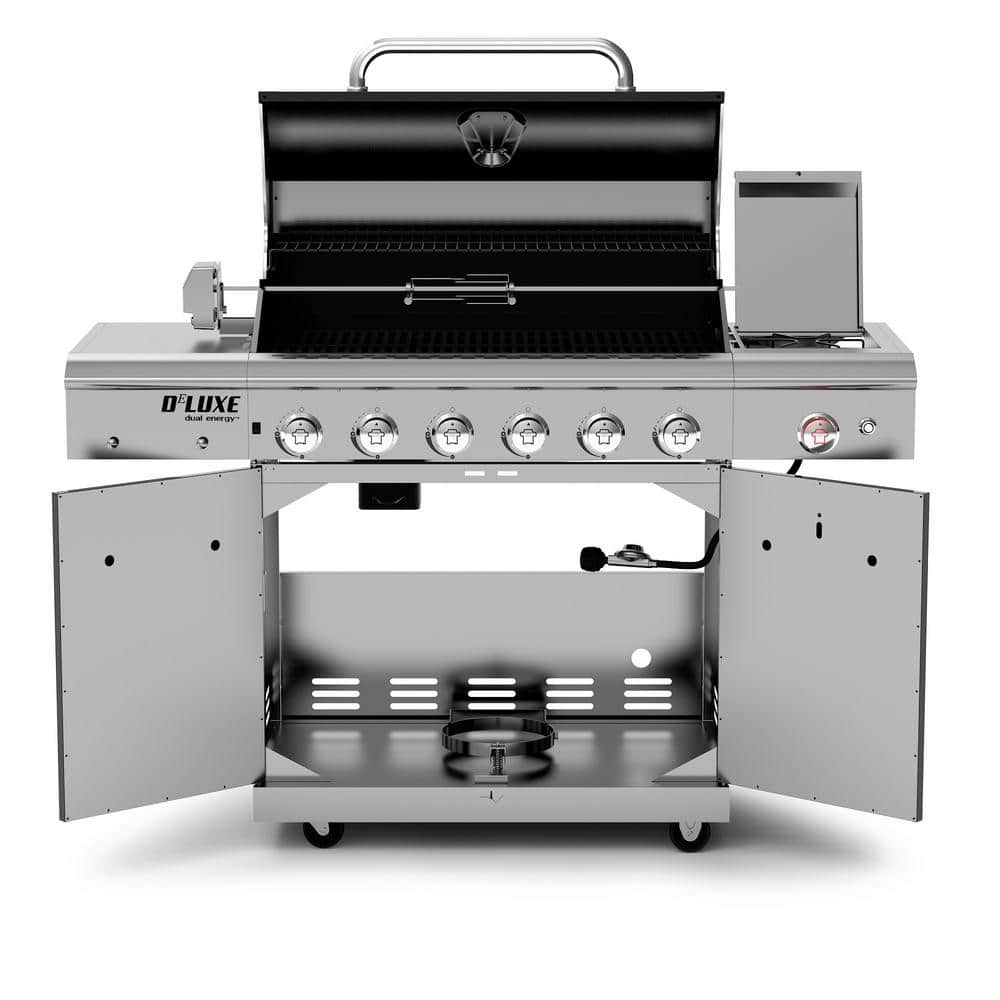 Nexgrill 720-0896B Deluxe 6-Burner Propane Gas Grill in Slate with Ceramic Searing Side Burner