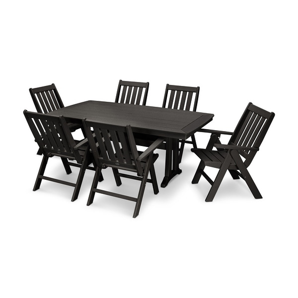 POLYWOOD Vineyard 7Piece Nautical Trestle Folding Dining Set