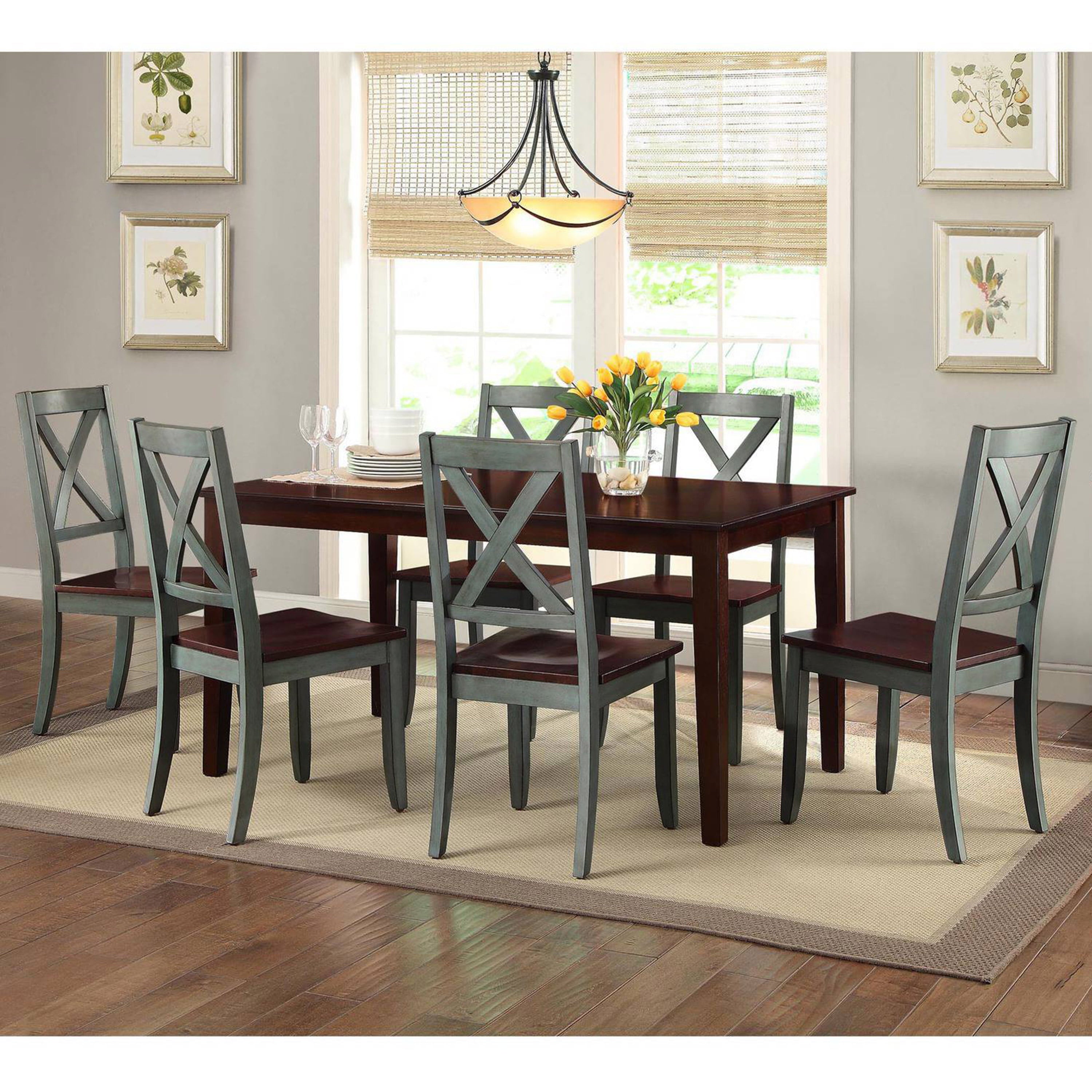 Better Homes and Gardens Maddox Crossing Dining Chairs， Set of 2， Dark Seafoam Finish