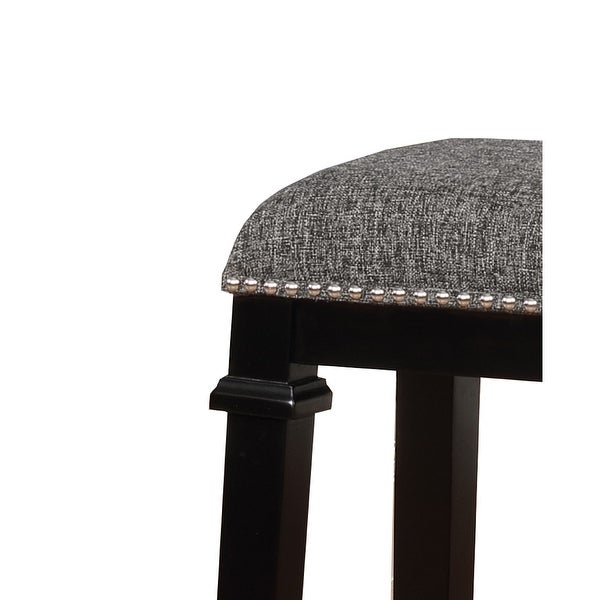 Transitional Wooden Counter Stool with Nailhead Trims， Black and Gray