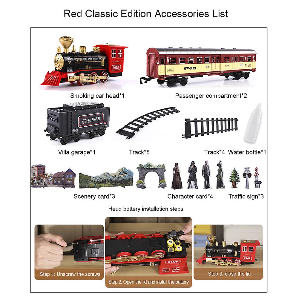 Electric Train Toy For Boys Girls With Smoke Lights Sound Railway Kits With Steam Locomotive Engine Christmas Gifts For 3 4 5 6 7 8 Year Old Kids