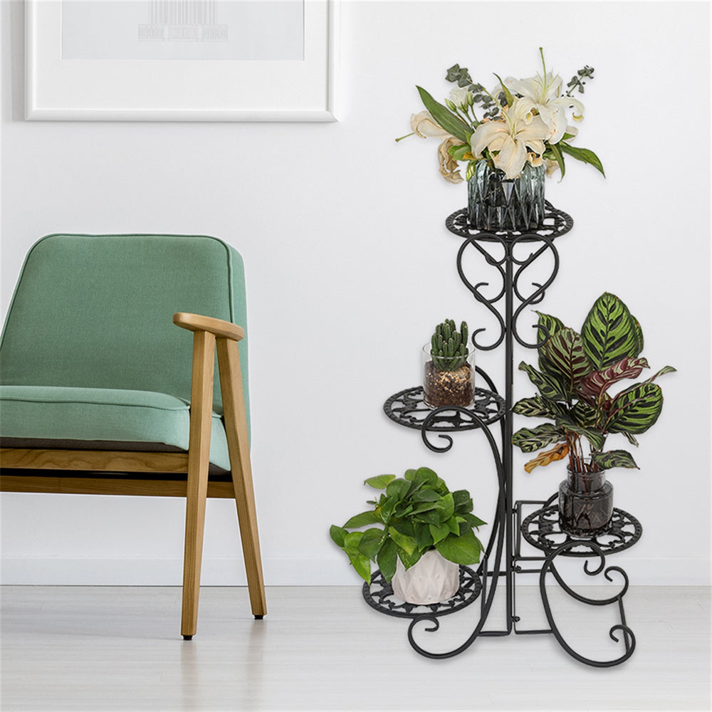 4 Potted Plant Flower Stand Retro Wrought Iron Pot Holder Indoor Outdoor Planter Shelving Rack