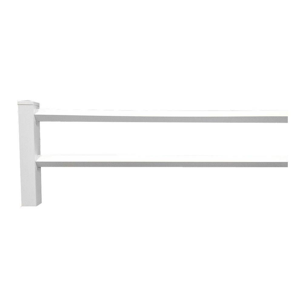 Weatherables 2-Rail Diamond 3 ft x 8 ft White Vinyl Fence Panel with 2 rails PWHF-2RAIL6-DIAMOND