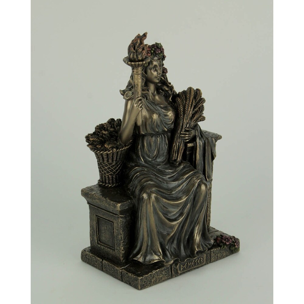 Demeter Greek Goddess Of The Harvest Bronze Finish Statue   8.75 X 5.25 X 3.5 inches