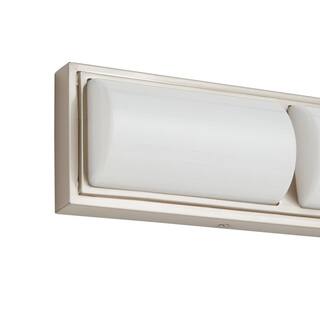 Hampton Bay Bingham 24.02 in. 1-Light Brushed Nickel Integrated LED Bathroom Vanity Light Bar with Frosted Acrylic Shade KQS1303LX-02