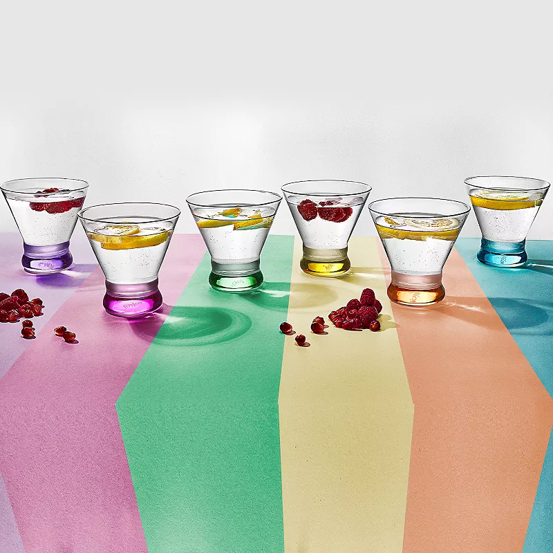 JoyJolt Hue 6-pc. Colored Stemless Martini Glass Set