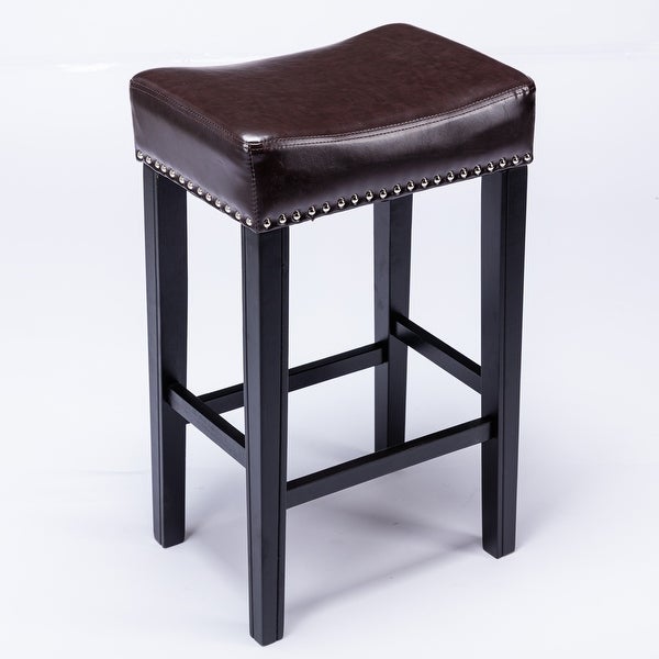 29in Counter Height Faux Leather Bar Stools Set of 2