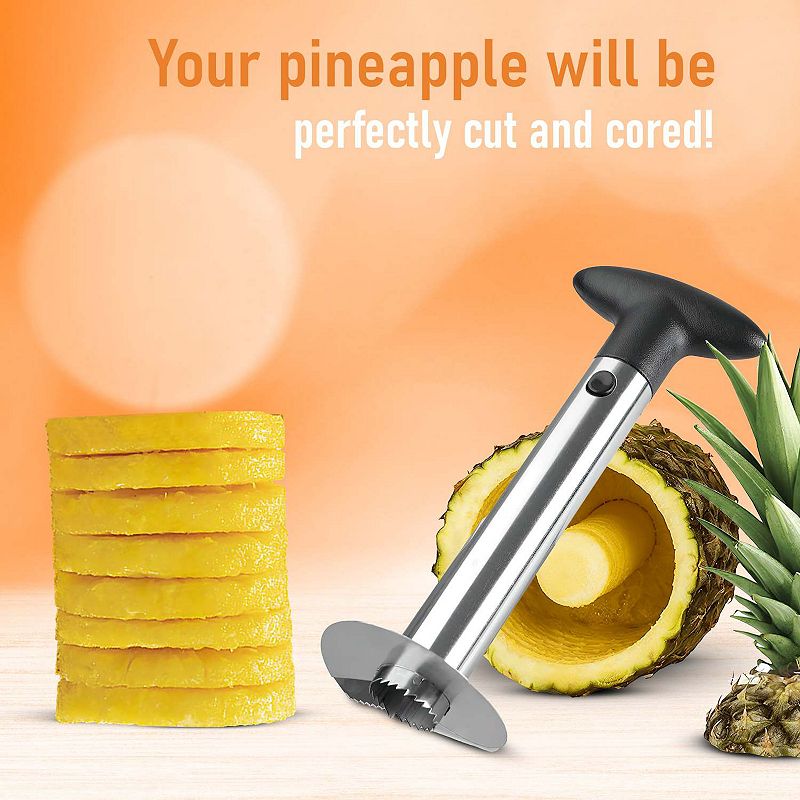 Cheer Collection Pineapple Corer And Slicer Tool， Stainless Steel Pineapple Core Remover with Non Slip Handle