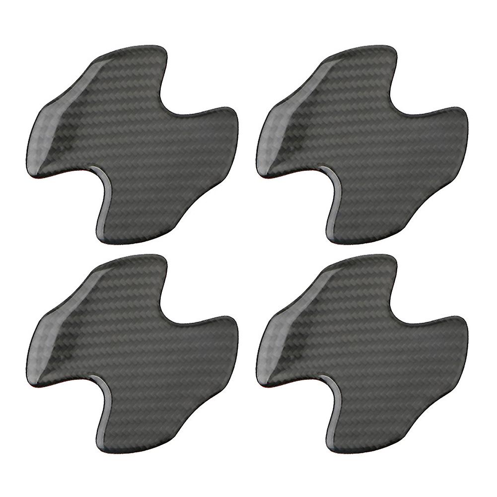 4pcs Car Door Bowl Protector Stickers Protection Carbon Fiber Pattern Wrap Decal Waterproof Anti-scratch Stickers Covers Silver