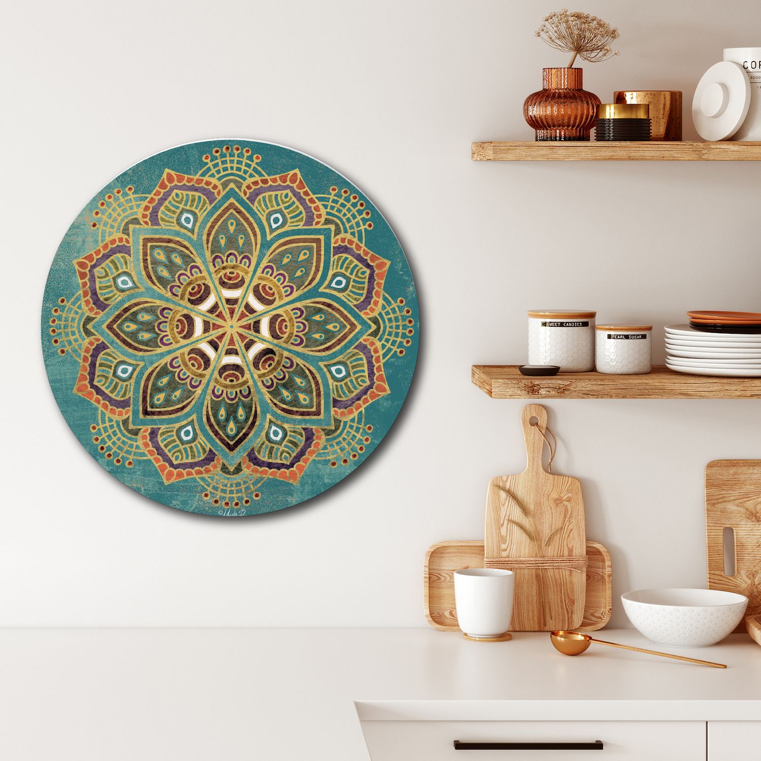 Courtside Market Boho Medallion I Circular Board Wall Art