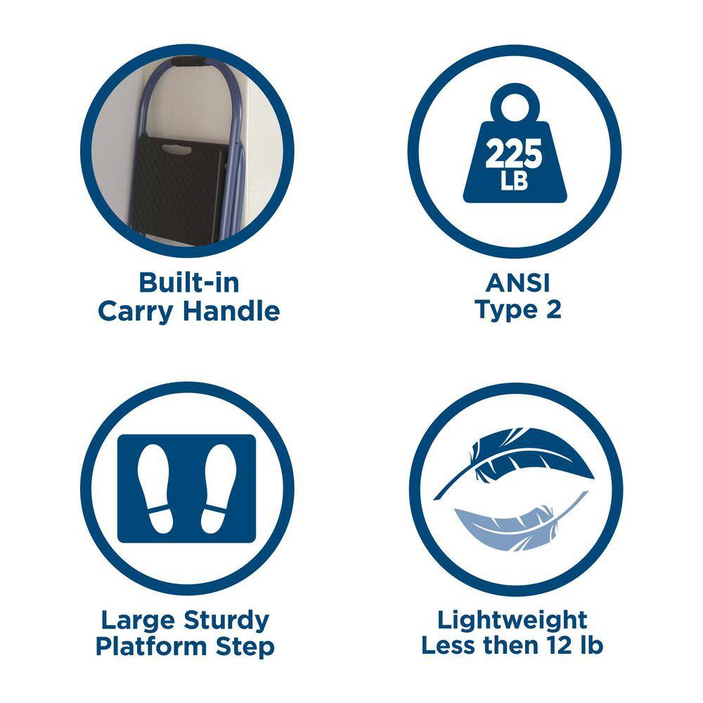 Cosco 3-Step Big Step Steel and Resin Step Stool (ANSI Type 2 225 lbs. Weight Capacity in Navy) 11448NVY1E