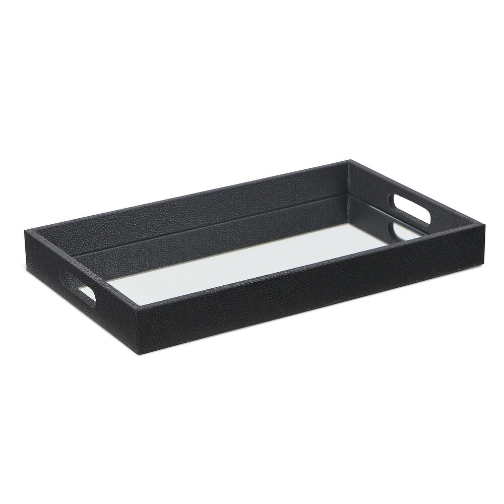 Black Raised Bubble Tray with Bevelled Mirror