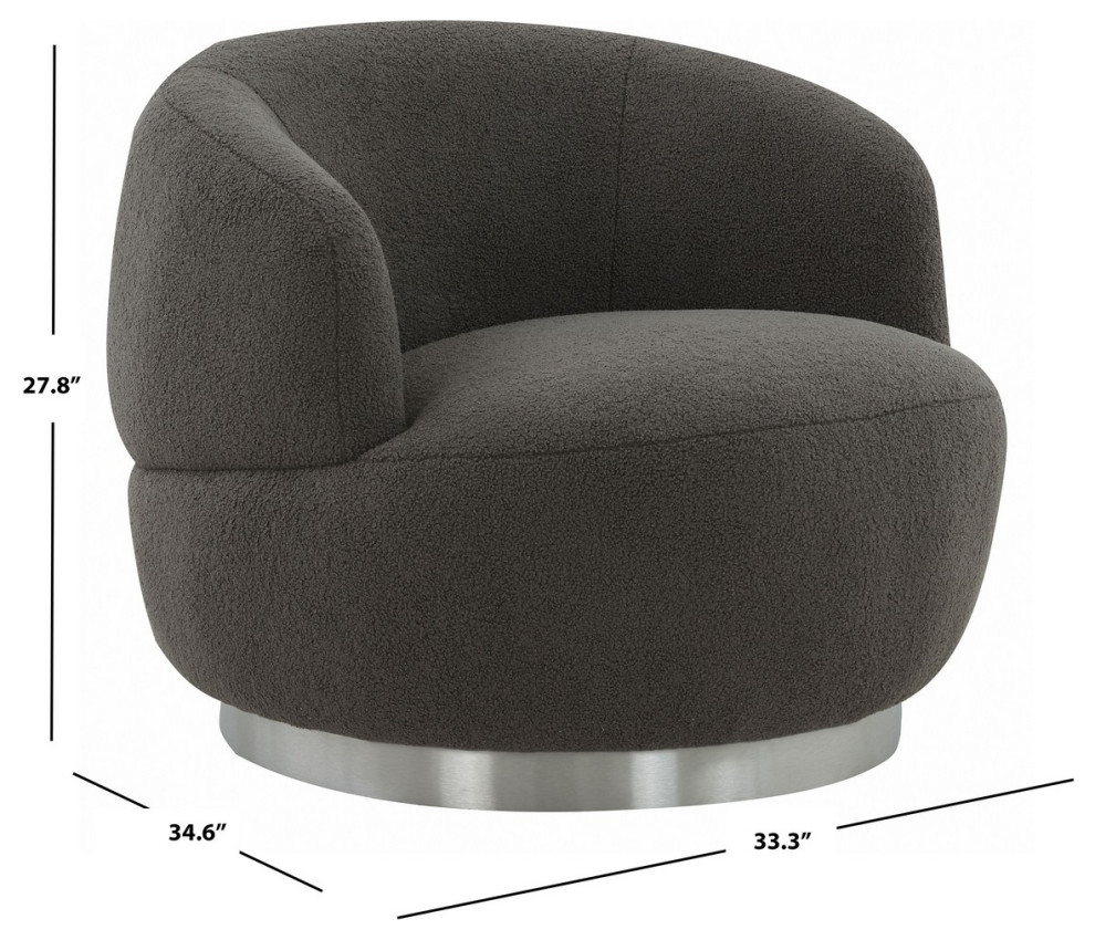 Safavieh Couture Flynn Faux Lamb Wool Swivel Chair   Contemporary   Armchairs And Accent Chairs   by Safavieh  Houzz