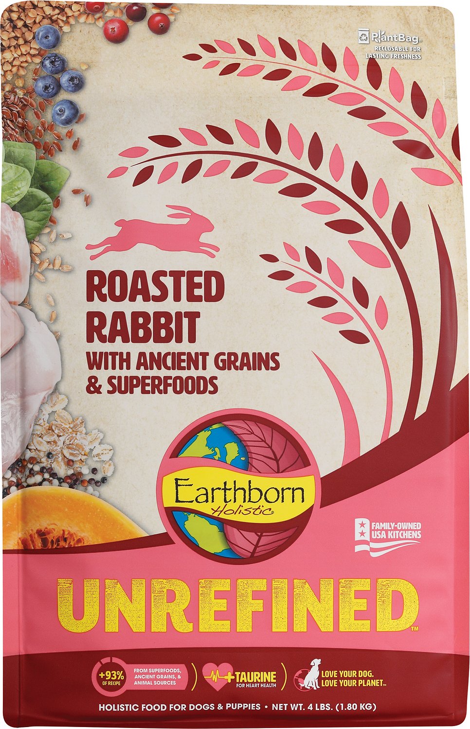 Earthborn Holistic Unrefined Roasted Rabbit Grain Inclusive Dry Dog Fo