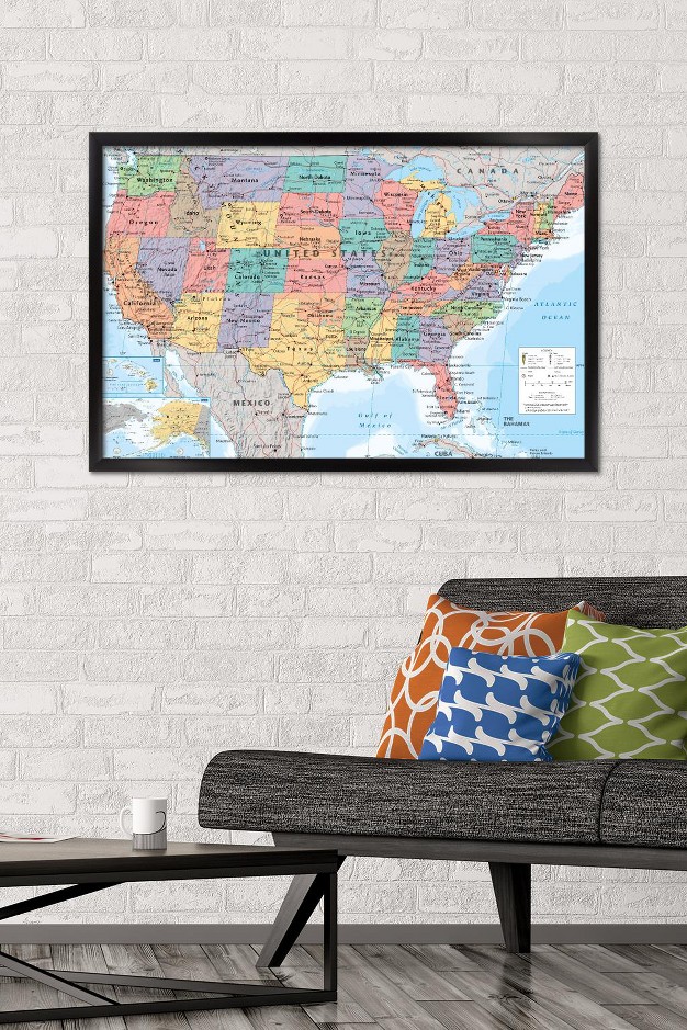 Trends International Usa Map 2023 Framed Wall Poster Prints