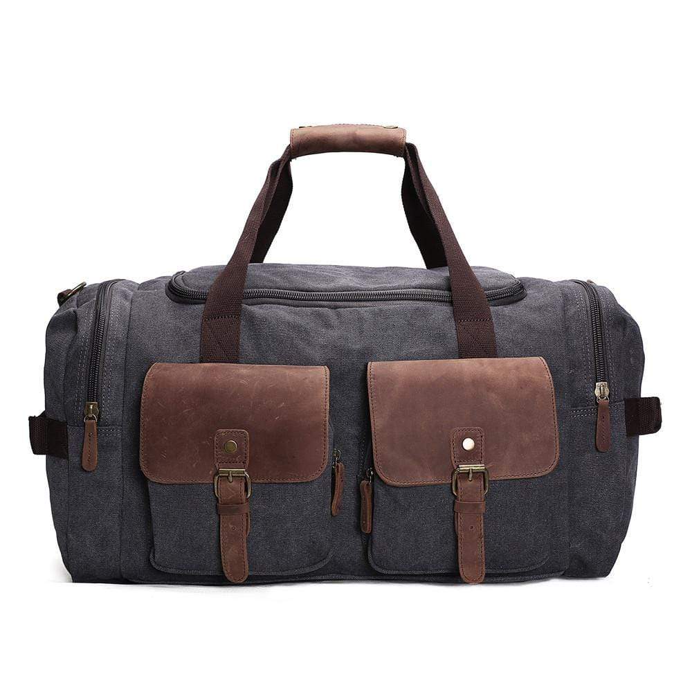 Oversized Canvas & Leather Weekend Duffel Bag