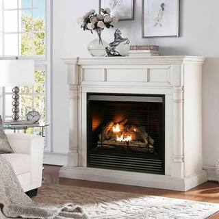 Duluth Forge FDI32R-M-AW Full Size Dual Fuel Ventless Fireplace - 32000 BTU Remote Control Antique White Finish 179200