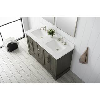 Vanity Art Chambery 54 in. W x 22 in. D x 34.5 in. H Bathroom Vanity in Silver Grey with Engineered Marble Top VA5054-SG