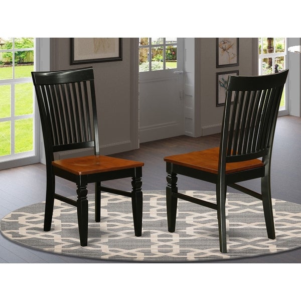 East West Furniture - Set of 2 Dining Room Chairs - Wooden Seat and Slatted Back - (Finish Option )