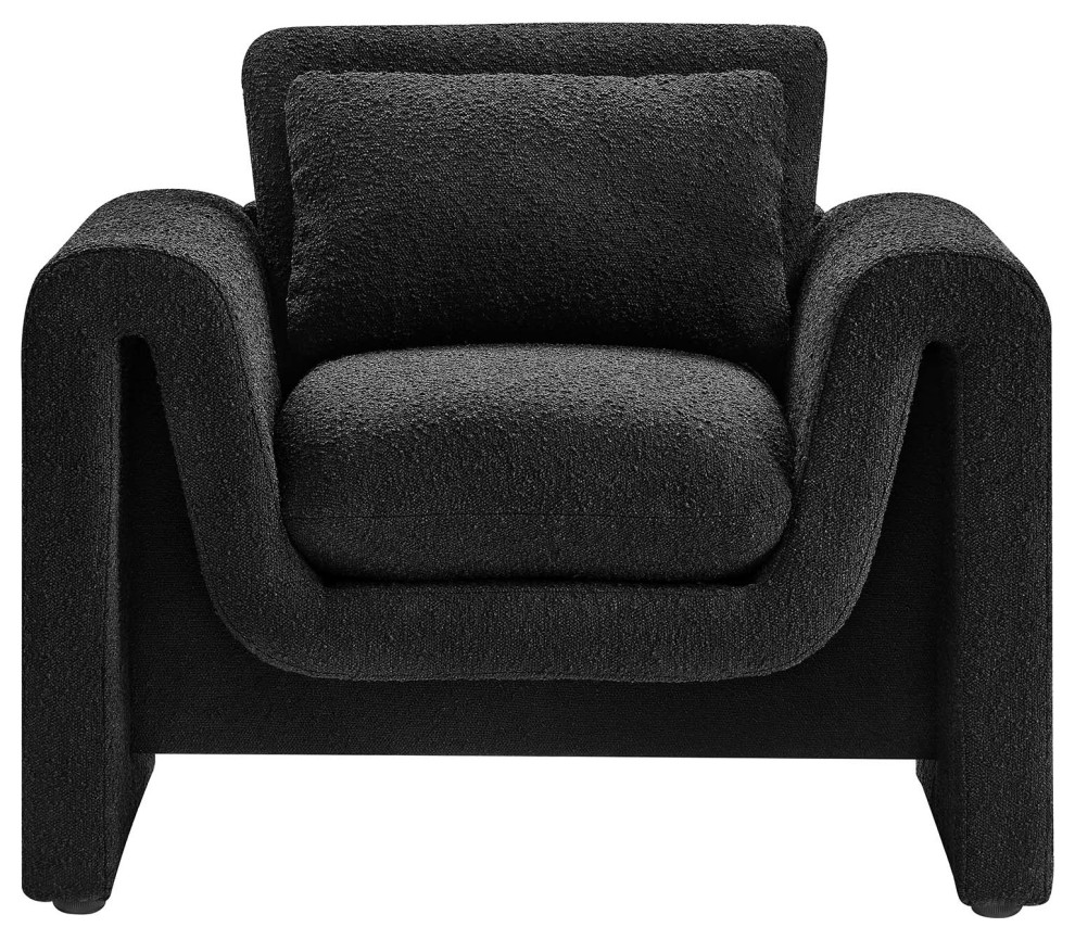 Waverly Boucle Upholstered Armchair   Black   Transitional   Armchairs And Accent Chairs   by First of a Kind USA Inc  Houzz