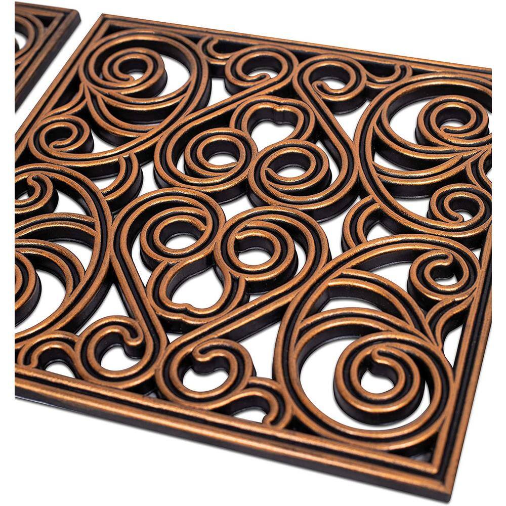 BirdRock Home 12 in. x 12 in. Copper Rubber Tile Step Stone (Set of 3) 10957
