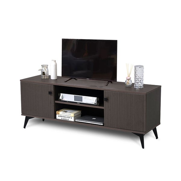 TV Stand for up to 58 inch with Cabinet Wood Storage TV Console Table