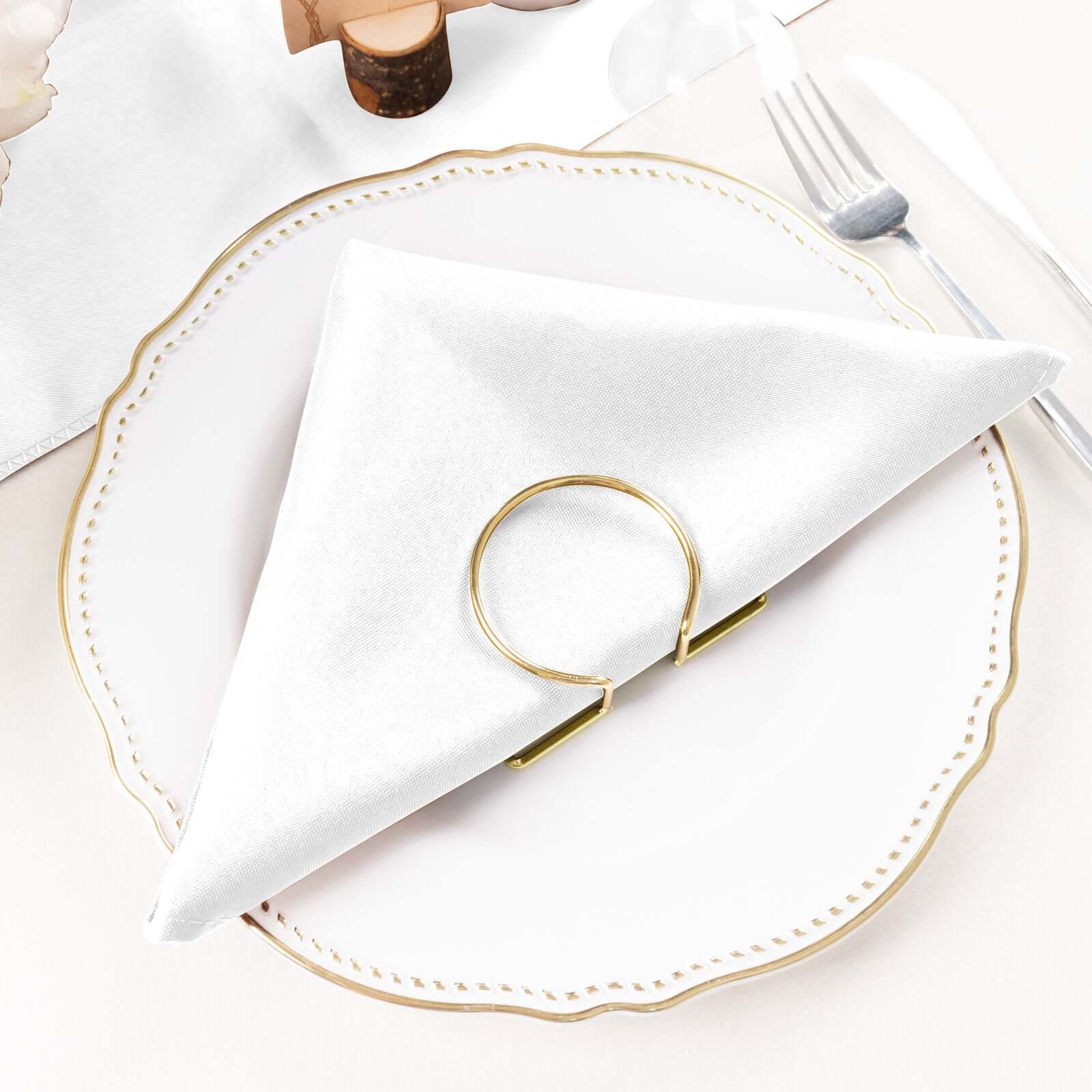 5 Pack White Cloth Napkins with Hemmed Edges, Reusable Polyester Dinner Linen Napkins - 20